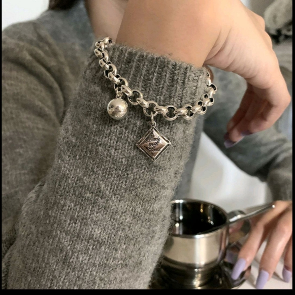 NEW 925 STERLING SILVER ENGLISH SQUARE BRACELET